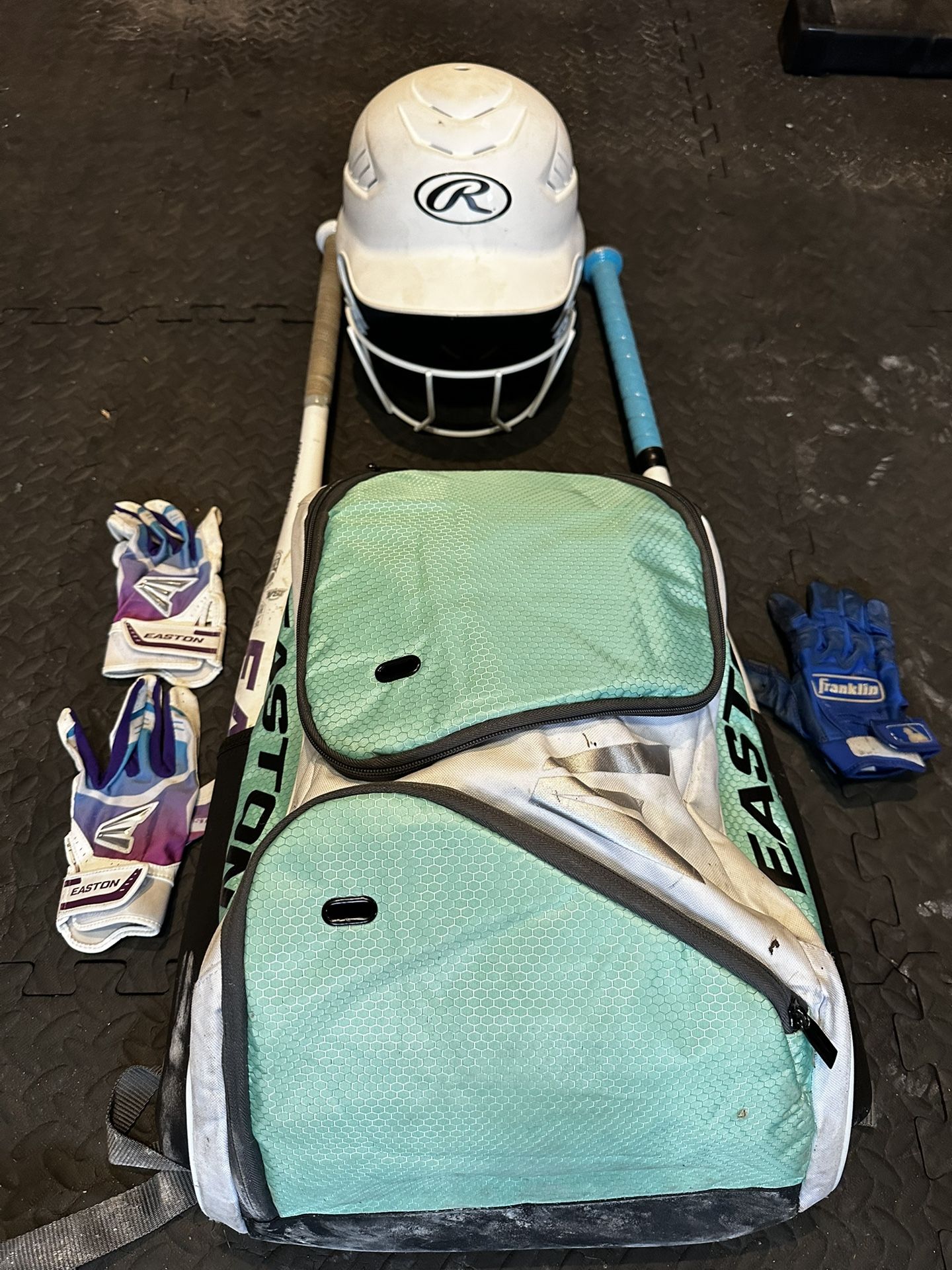 Softball Starter Kit - Bat Bag, Batting Helmet, Two Bats, Batting Gloves
