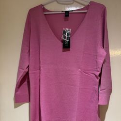 Women’s INC Pink Light V-Neck Sweater - Size XL - New