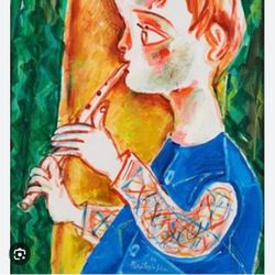 The Young floutist By Paritosh Sen Original Oil Painting 