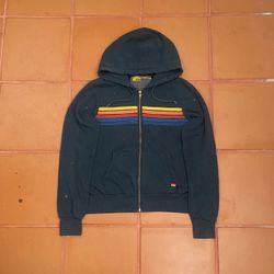 Aviator Nation charcoal 5 stripe zip up hoodie size small
