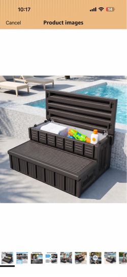 Hot Tub Steps, Outdoor Spa Steps with Storage, Non-Slip & Sturdy Hot Tub Stairs, 36 Inches Long (Light Coffee)  174
