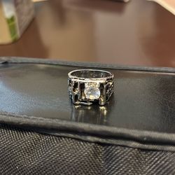 1 / of 13  Men's Vintage Ring Edwardian Style Genuine Spinel Handcrafted Antiqued 18k White Gold Electroplated