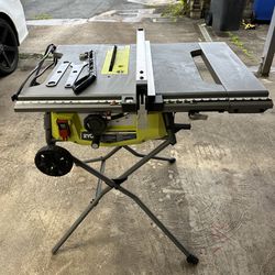10” Ryobi Table saw with folded stand and wheels