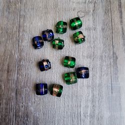 Vintage Lot Cobalt Blue Green Venetian  Glass Beads 