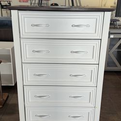 Antique White Dresser for Bedroom,5 Drawers Dresser, Farmhouse Dresser for Bedroom, Wooden 5 Chest of Drawers with Thickened Wood Carving for Closet,H