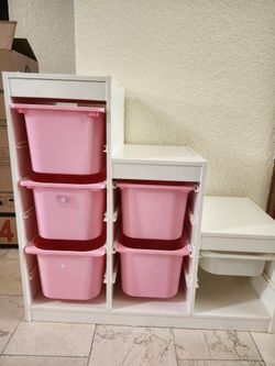 Ikea toy organizer with bins