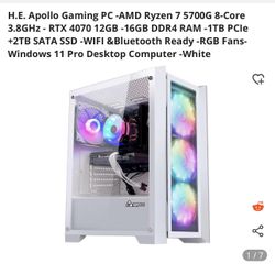 Gaming PC for sale Ryzen 7 5700G / RTX 4070 
