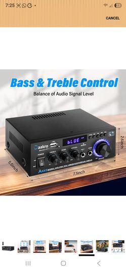 Daakro AK45 Stereo Audio Amplifier,300W Home 2 Channel Wireless Bluetooth 5.0 Power Amplifier System, Home Amplifiers FM Radio, USB, SD Card, with Rem