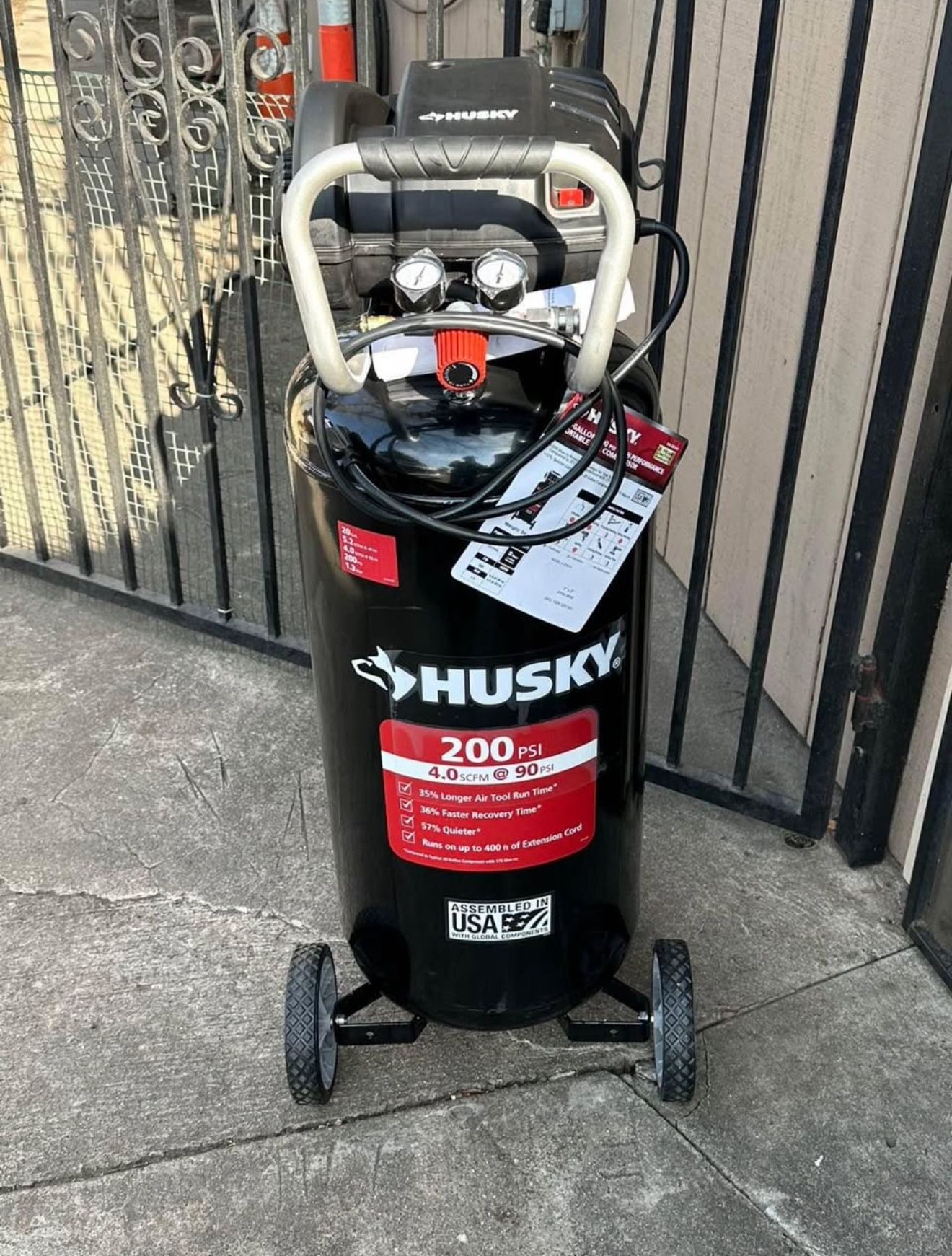 Husky 20 Gal. 200 PSI Oil Free Portable Vertical Electric Air Compressor