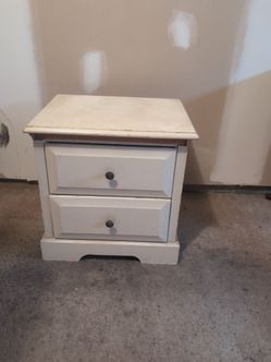 White Solid Wood End Table