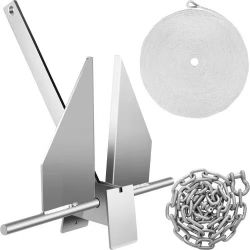 473*Boat Anchor Kit 8.5 lb Fluke Style Anchor, Hot Dipped Galvanized Steel Fluke Anchor, Marine Anchor with Anchor, Rope, Shackles, Chain for Boat Moo