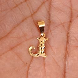 14k gold charm letter J