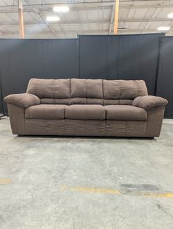 Brown Fabric Ashley Furniture Three-Seat Sofa