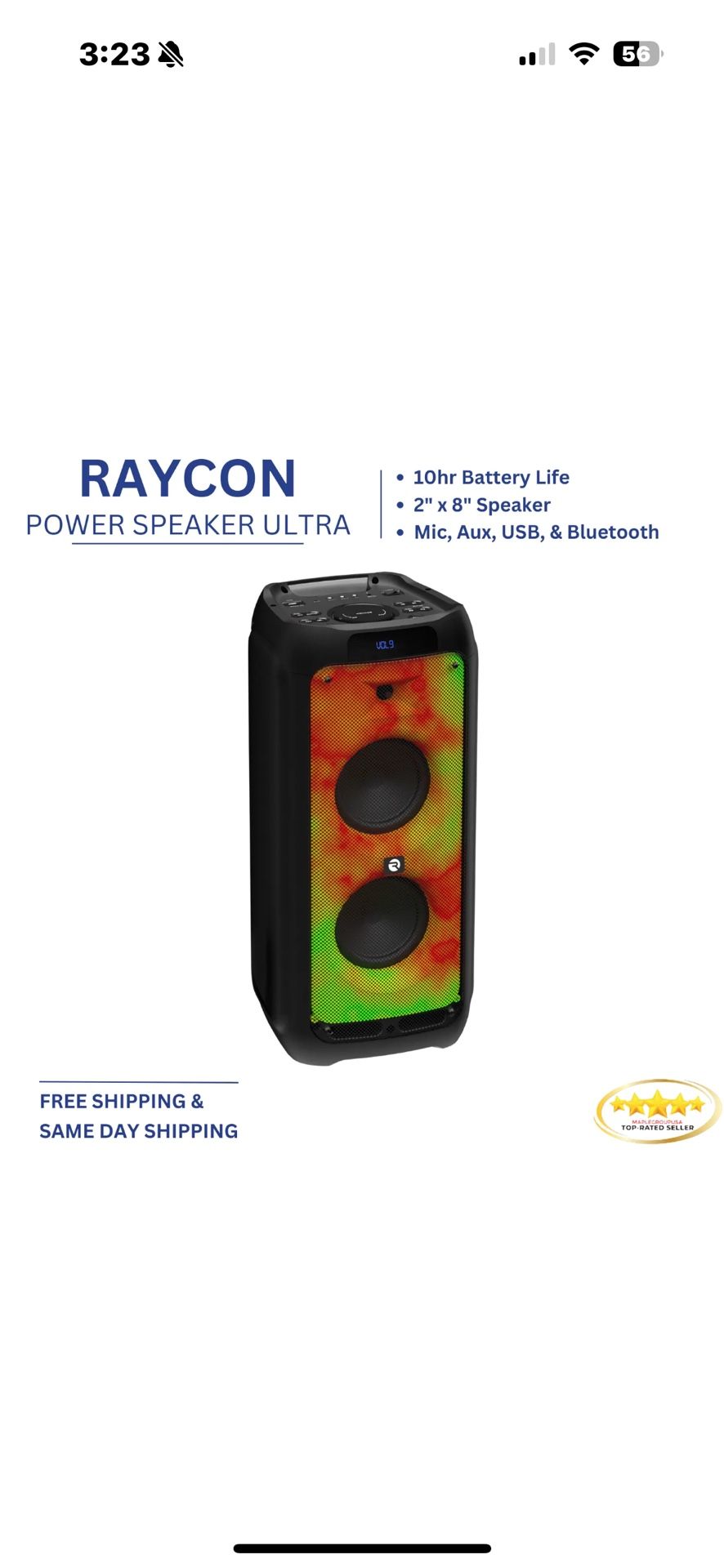 Raycon Ultra Power Speaker 2x 8” Liquid Flame Lights