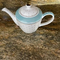 New White, Blue And Grey Teapot