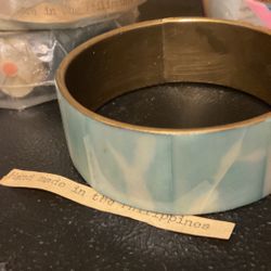 Brass Handmade Bracelet ( Made In Philippines )sky Blue Pearl Tone