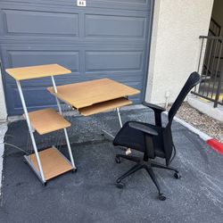 Computer Desk W/Keyboard Tray & Chair 