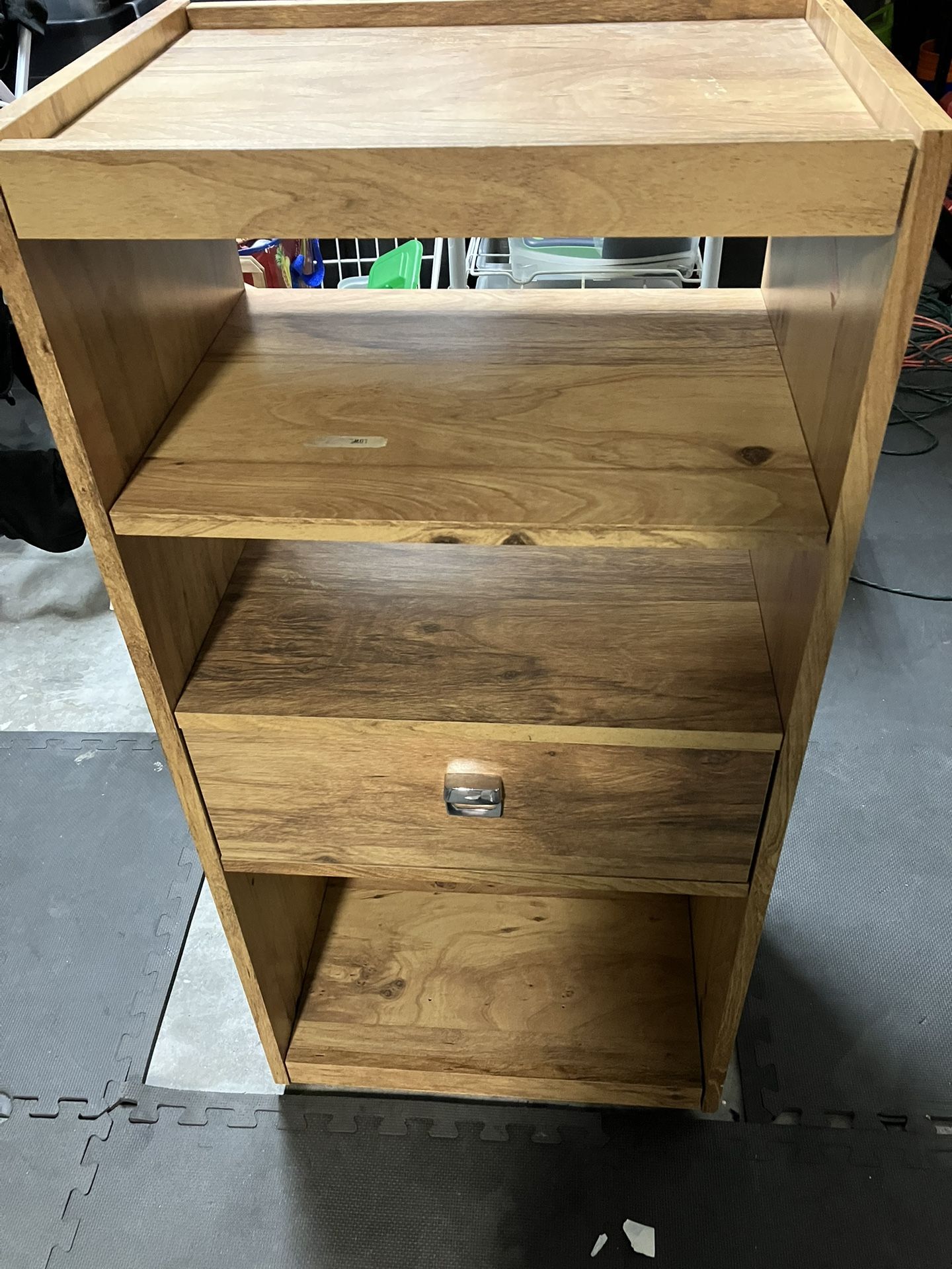 Storage Cabinet with Shelves & Drawer for Media Books Toys & More Add Your Baskets Great Condition
