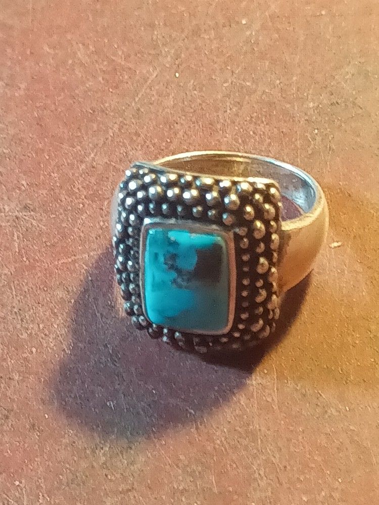 Sterling Silver Ring With Turquoise Made By NK Silver Company