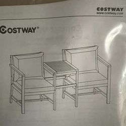 3-in-1 Acacia Wood Loveseat with Separable Coffee Table