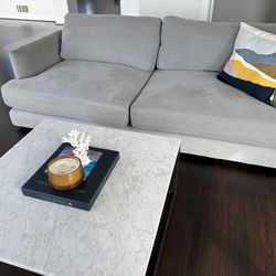 West Elm Sofa & Marble Coffee Table