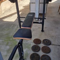 Bench Press Set w/ Barbell & Weight Plates