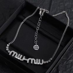 Logo Letter Logo Decoration Metal Necklace Women Silver