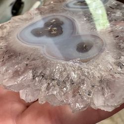 Amethyst Stalactite Slice "Amethyst Flower” black tourmaline inclusions