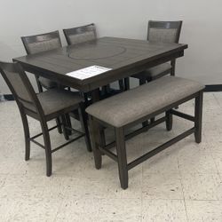 Dinning Table With Four Chairs, And One Bench