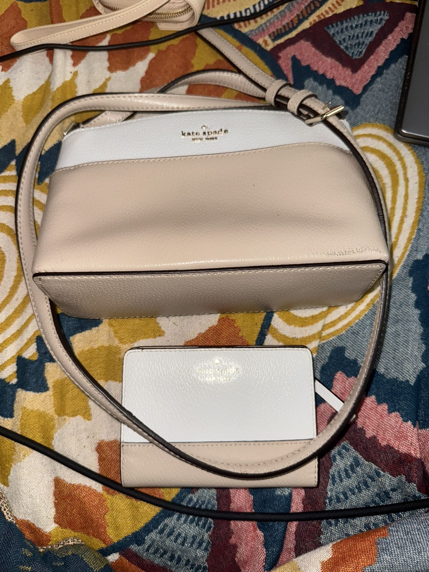 Kate spade Adjustable Crossbody Leather Purse With Matching Wallet