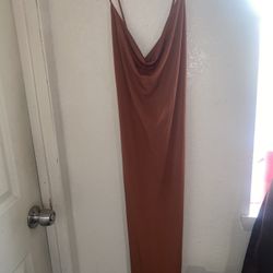 Rust Brown Dress With Slit