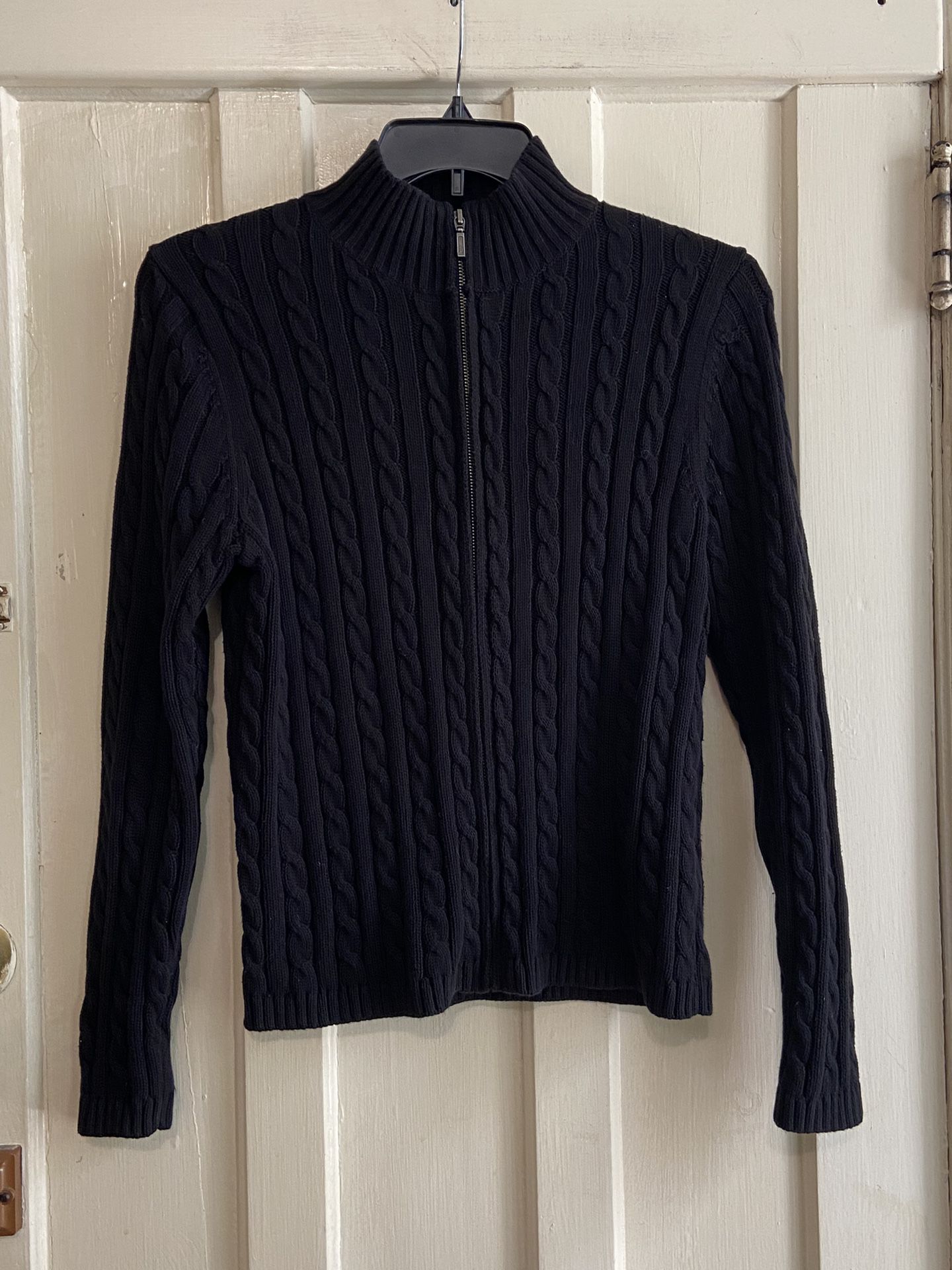 L.L.Bean women’s cable knit zip up sweater Medium