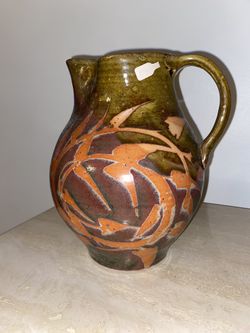 Handmade Artisanal Studio Pottery Glazed Pitcher Vintage 
