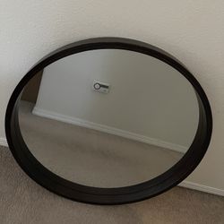 Dark Brown Round 30” Mirror Wooden New in box 