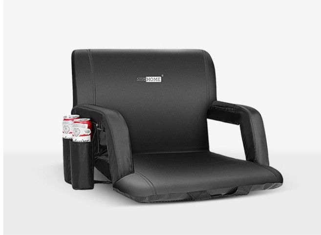 VIVOHOME Portable Reclining Stadium Seat Chairs for Bleachers with Padded Backrest and Adjustable Armrests, Set of 2