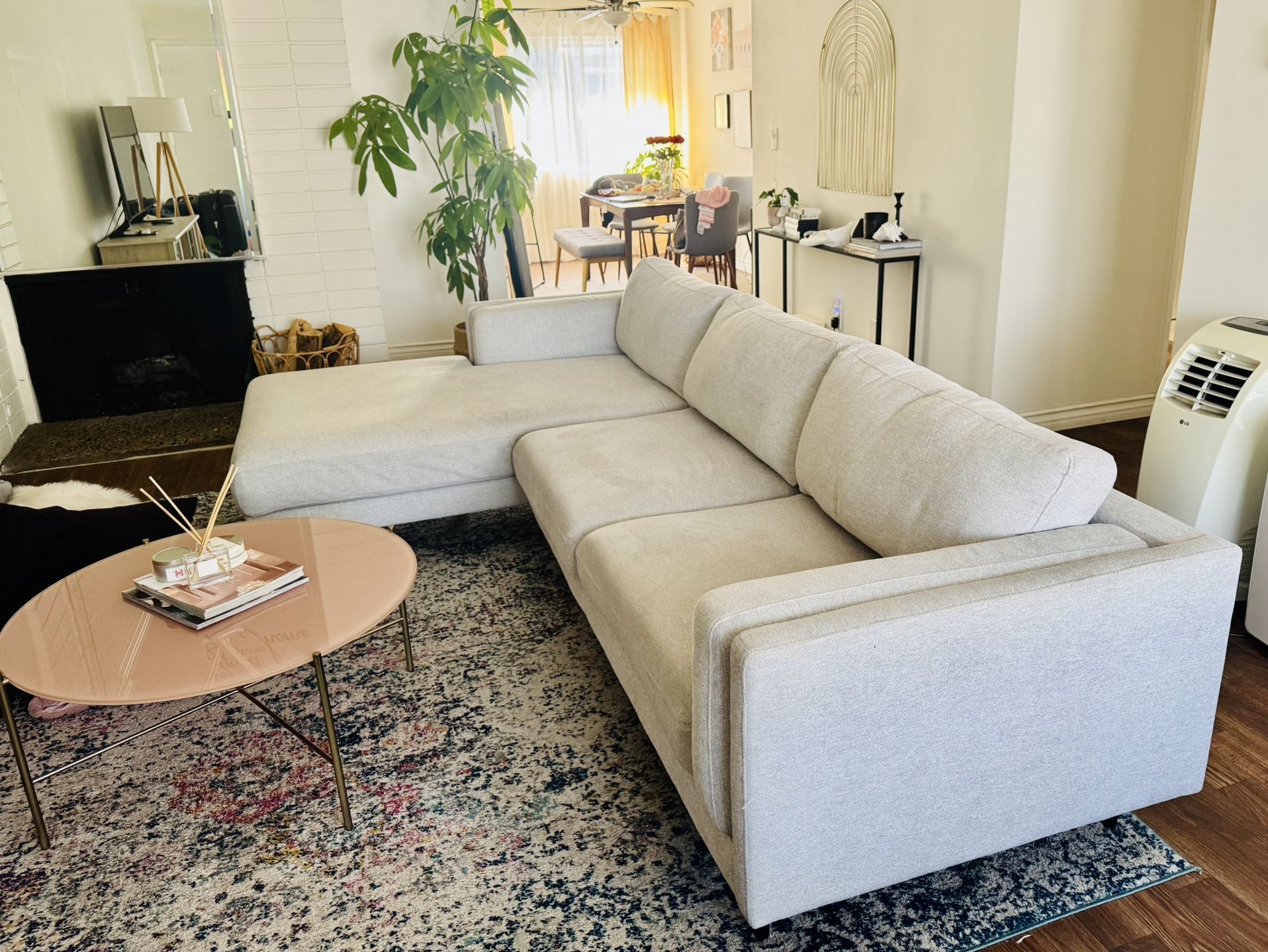 Modern Gray/white Sectional Sofa – 10ft