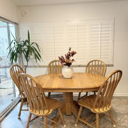 Oak Wood Dining Table Set 