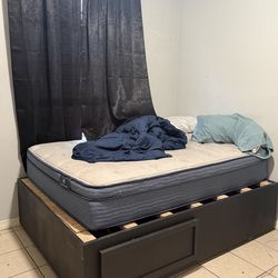Bed frame with 3 cabinets mattress not included