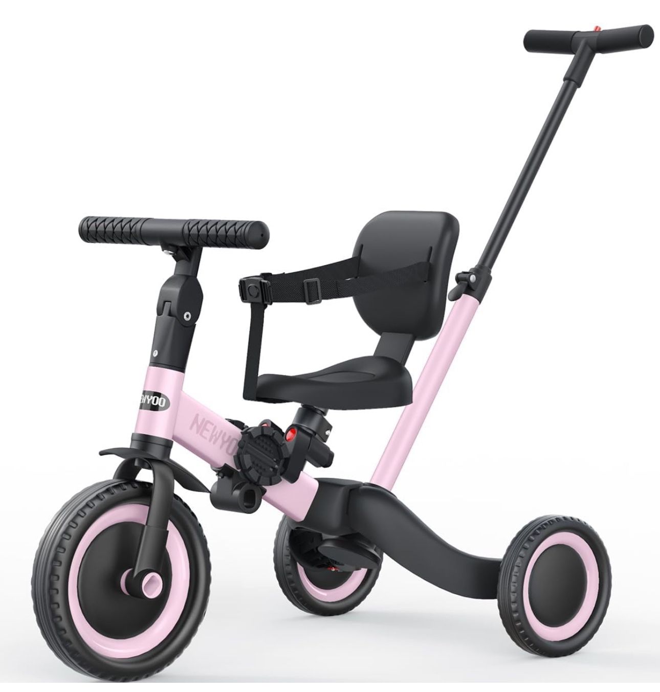 Brand New: Toddler Tricycle Bike, Birthday Gift for 1-3 Year Old Kids Trike with Push Handle, Backrest and Safety Belt