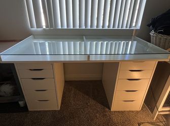 Glass White Desk 