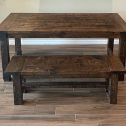 Custom Solid Wood Dining Table & Bench 