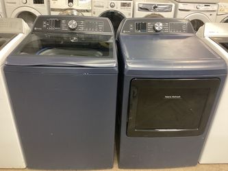 GE Profile Smart 5.3 cu.ft. Top Load Washer and 7.3 cu.ft. Electric Dryer Set with Fabric Refresh and Steam