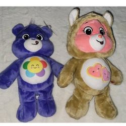 2 Care Bear Plushies 12-13" 2021- Harmony Bear And Love A Lot Bear Squirrel Suit