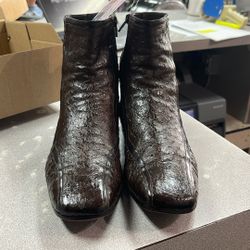 Prada SZ 10 Half Quill Ostrich Chelsea Boots 