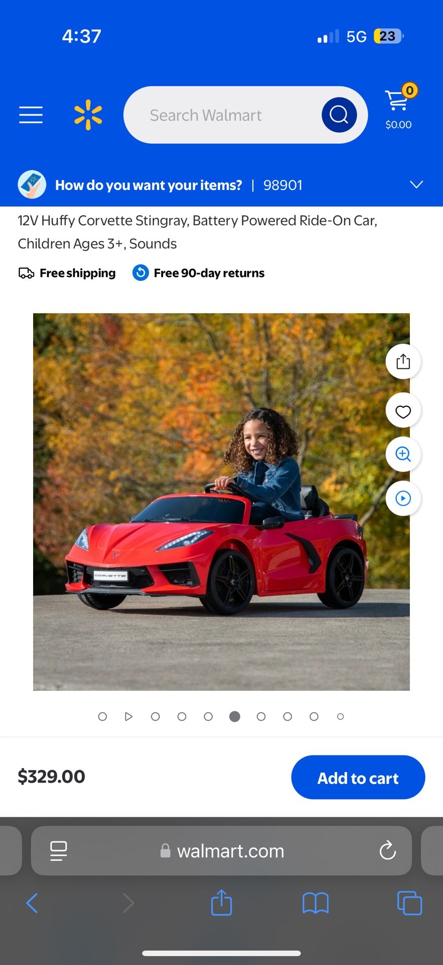 Kids Red Corvette Electric Car
