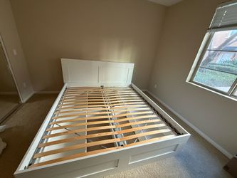 White King Bed Frame with Storage Drawers
