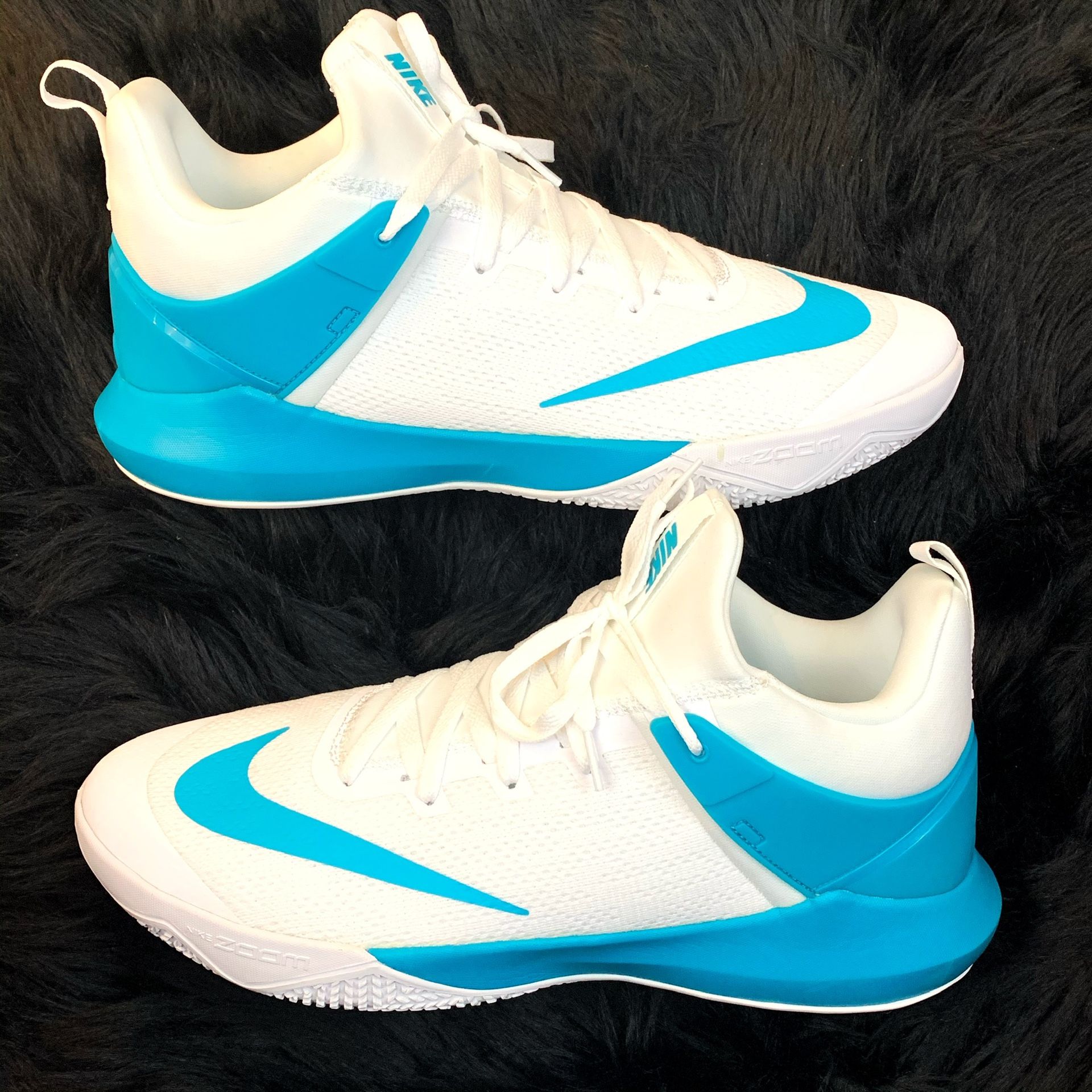 Nike Zoom Shift 942802-100 White/Aqua Blue Basketball Shoes -Men's Size 15 NWOB