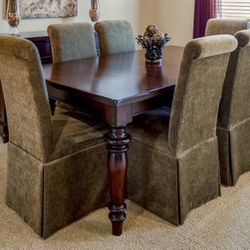 6- Olive Green Parsons Rollback Chairs