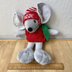 1990 Commonwealth Toys Christmas Holiday Plush Mouse 17” Stuffed Animal