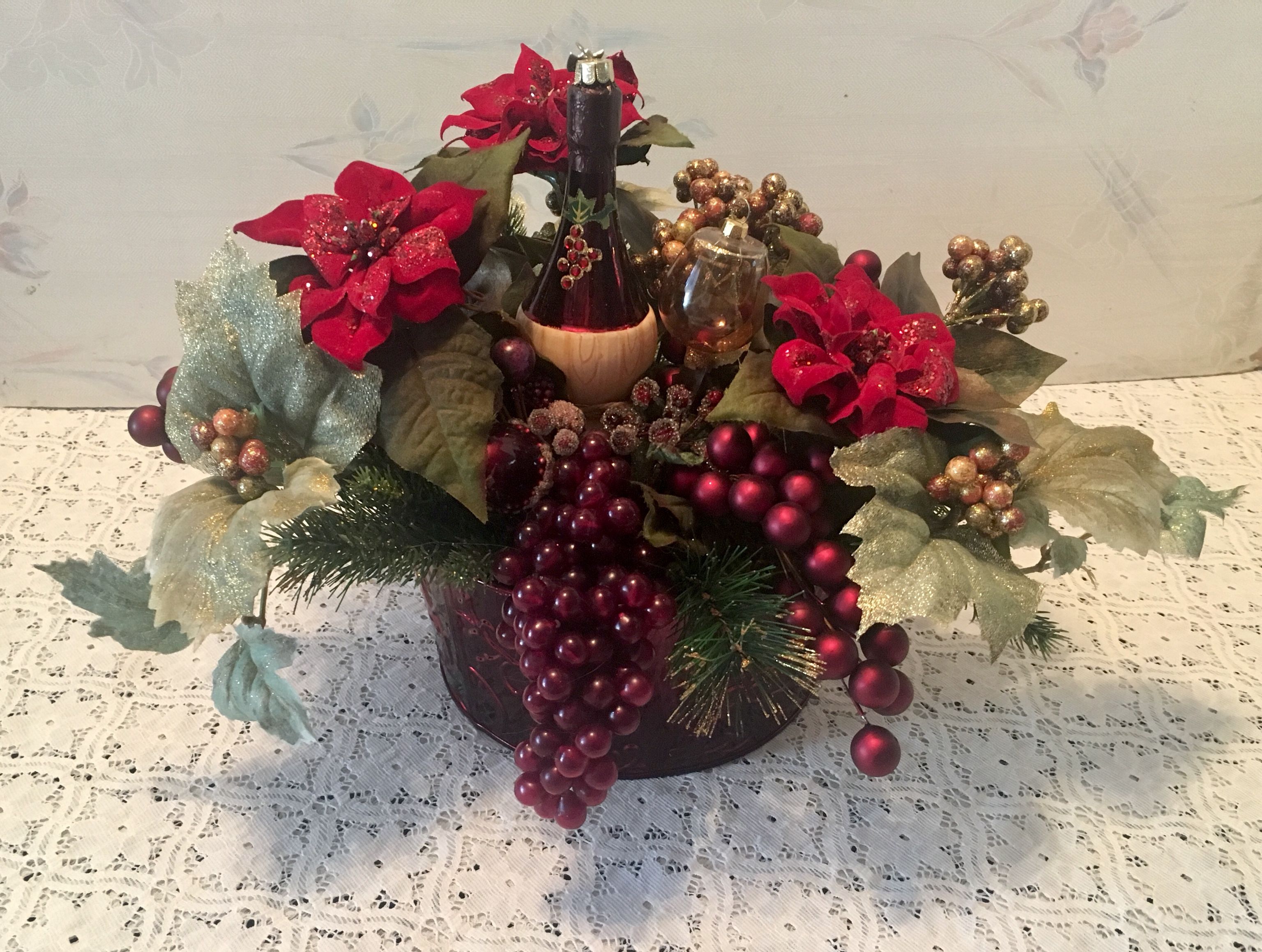 Grape and Poinsettia Arrangement
